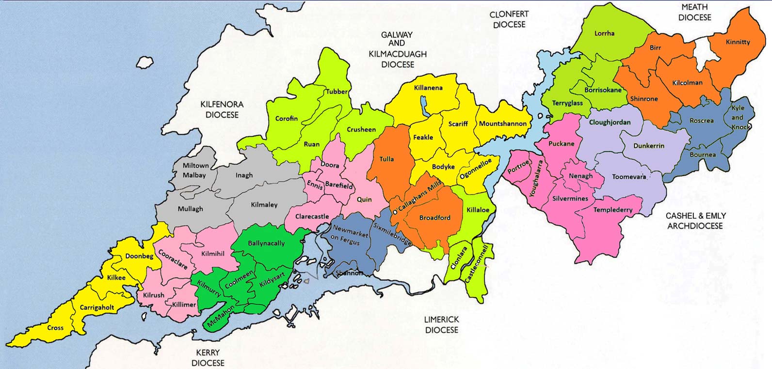 Pastoral Areas Killaloe Diocese Summer 2018 Killaloe Diocese   Killaloe Pastoral Area Map Website Slider 